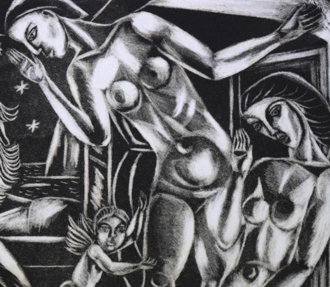 小沢勇寿郎「エーゲ海の夢」銅版画 拡大画像2