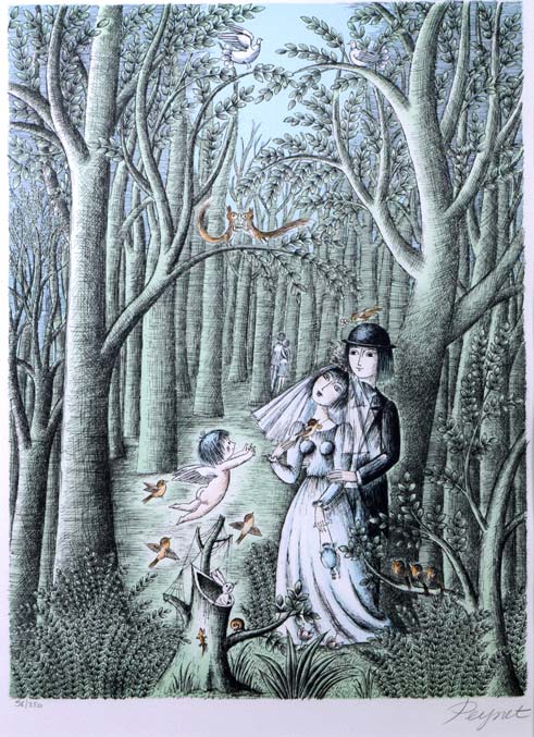 レイモン・ペイネ(Raymond Peynet)「愛のキューピッド」リトグラフ 全体拡大部分