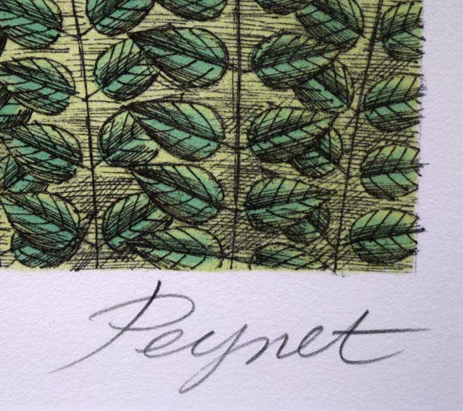 レイモン・ペイネ(Raymond Peynet)「二人のピクニック」リトグラフ 本人直筆鉛筆サイン拡大画像