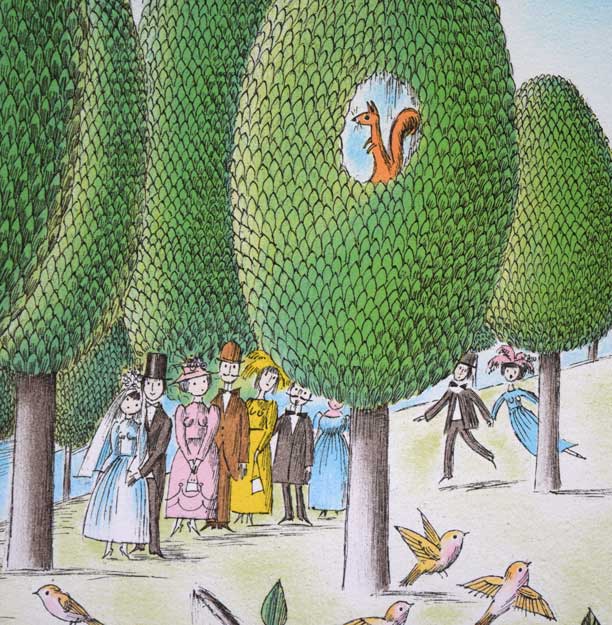 レイモン・ペイネ(Raymond Peynet)「二人のピクニック」リトグラフ 拡大画像2