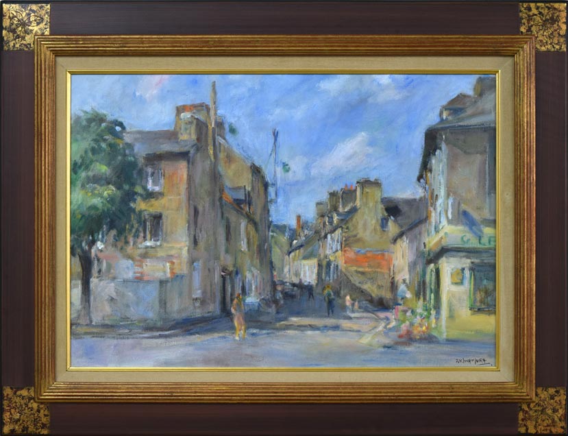 ピエール・K・岩村「ヴァローニュの町並(フランス)」油絵・仏P10号