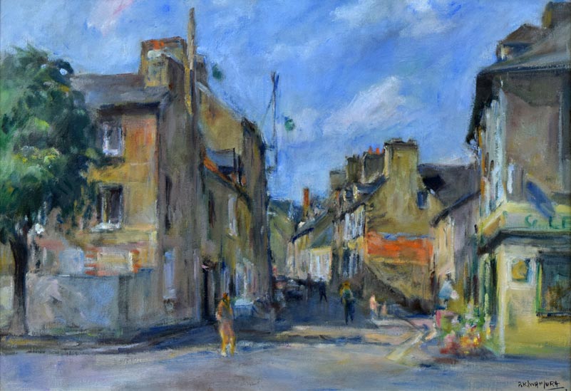 ピエール・K・岩村「ヴァローニュの町並(フランス)」油絵・仏P10号 全体拡大部分