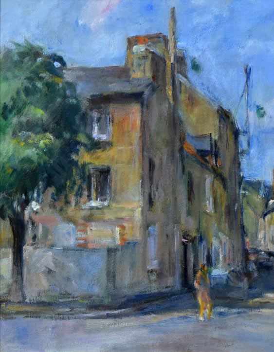 ピエール・K・岩村「ヴァローニュの町並(フランス)」油絵・仏P10号 拡大部分1