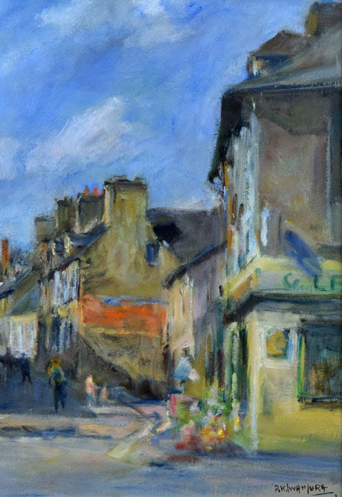 ピエール・K・岩村「ヴァローニュの町並(フランス)」油絵・仏P10号 拡大部分2