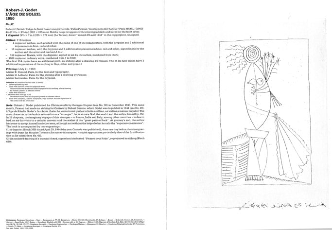 パブロ ピカソ(Pablo PICASSO)「女闘牛士」エッチング(銅版画) カタログレゾネ資料2