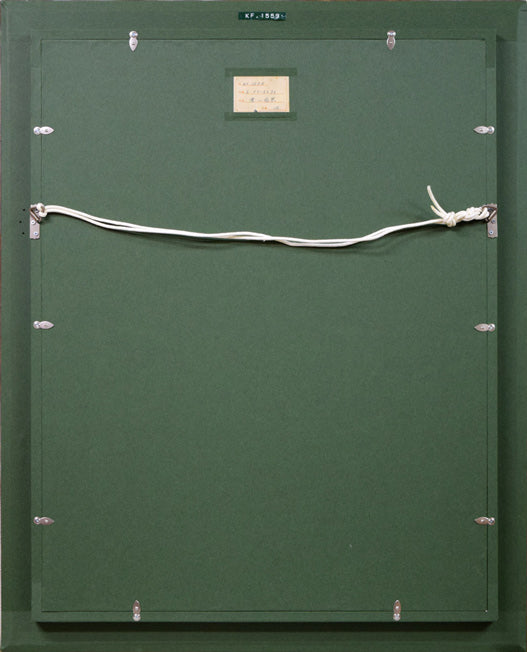 エドワード・プリーストリー「滝の風景」油絵・仏P12号 額縁裏側画像