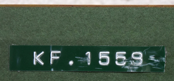 エドワード・プリーストリー「滝の風景」油絵・仏P12号 額裏シール拡大画像1