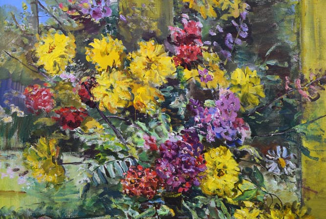 ラジモワ「秋」油絵・変形30号 拡大画像1