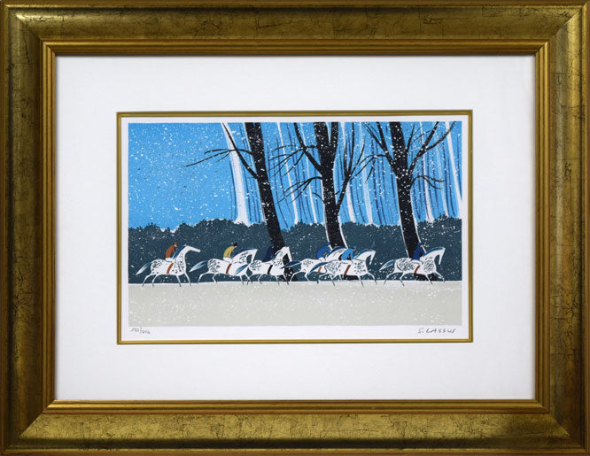 ラシス「冬の乗馬」リトグラフ