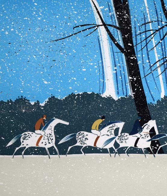 ラシス「冬の乗馬」リトグラフ 拡大画像1