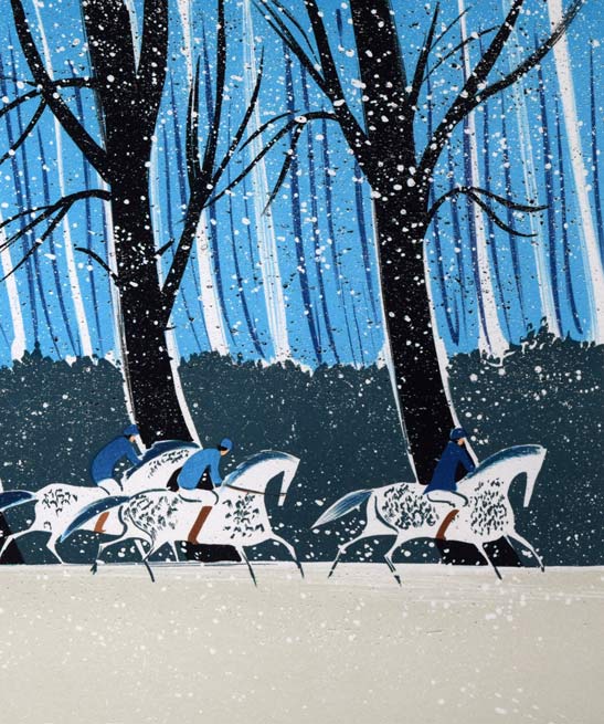 ラシス「冬の乗馬」リトグラフ 拡大画像2