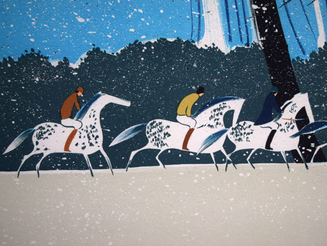 ラシス「冬の乗馬」リトグラフ 拡大画像4