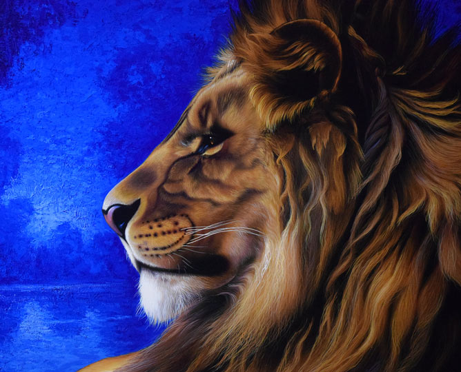 クリスチャン リース ラッセン(Christian Riese Lassen)「マジェスティⅢ」ミクストメディア版画(キャンバス)に手彩色 拡大画像2