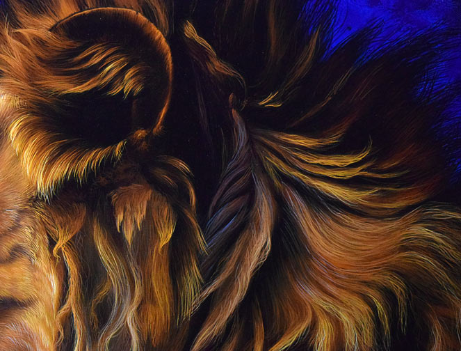 クリスチャン リース ラッセン(Christian Riese Lassen)「マジェスティⅢ」ミクストメディア版画(キャンバス)に手彩色 拡大画像4