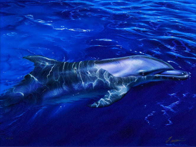 クリスチャン リース ラッセン(Christian Riese Lassen)「タヒチアンブルー」ミクスドメディア版画に手彩色(ダイヤ付) 作品全体画像