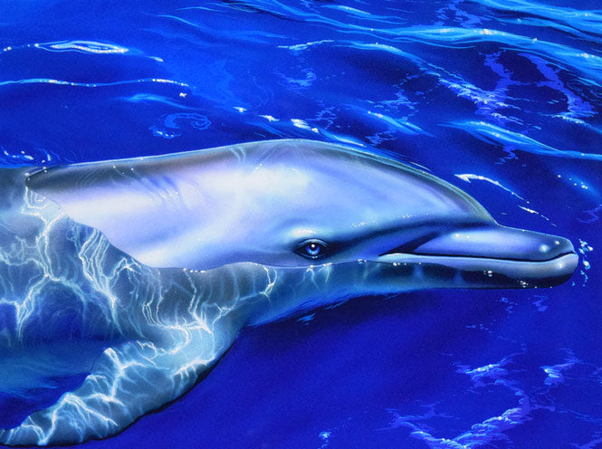 クリスチャン リース ラッセン(Christian Riese Lassen)「タヒチアンブルー」ミクスドメディア版画に手彩色(ダイヤ付) 拡大画像3