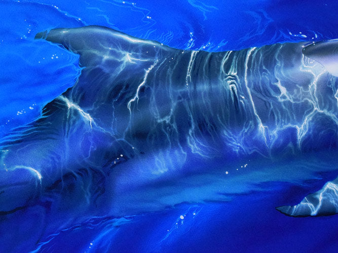 クリスチャン リース ラッセン(Christian Riese Lassen)「タヒチアンブルー」ミクスドメディア版画に手彩色(ダイヤ付) 拡大画像2