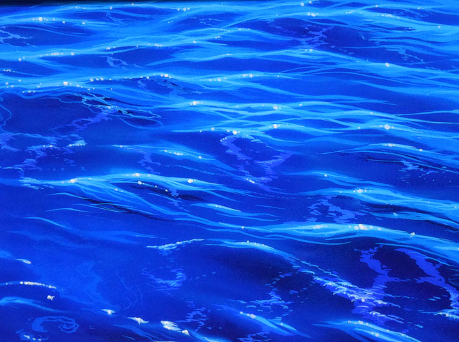 クリスチャン リース ラッセン(Christian Riese Lassen)「タヒチアンブルー」ミクスドメディア版画に手彩色(ダイヤ付) 拡大画像1