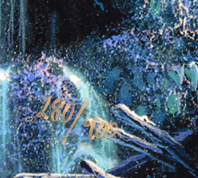 クリスチャン ラッセン(Christian Lassen)「トランキュイル モーメント C/C REM」ミクスドメディア版画に手彩色 限定番号(ed,280/400)