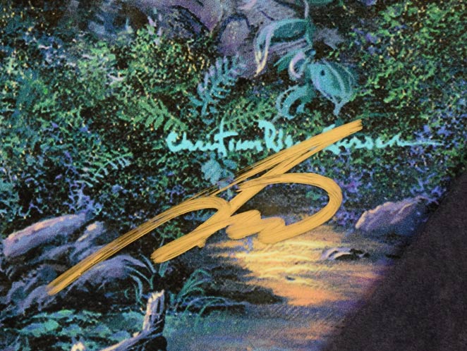 クリスチャン ラッセン(Christian Lassen)「トランキュイル モーメント C/C REM」ミクスドメディア版画に手彩色 本人直筆金ペンサイン拡大画像