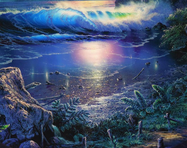 クリスチャン ラッセン(Christian Lassen)「トランキュイル モーメント C/C REM」ミクスドメディア版画に手彩色 拡大画像3