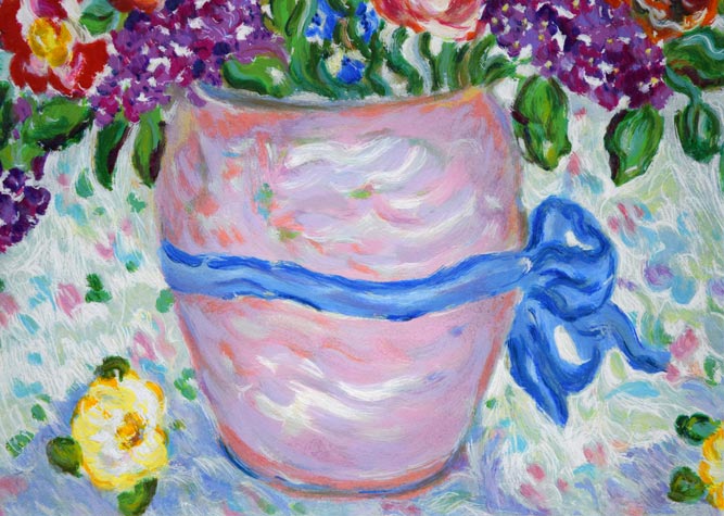 レスリー・セイヤー(Leslie SAYOUR)「ブルーリボンベイス」シルクスクリーン版画 拡大画像2