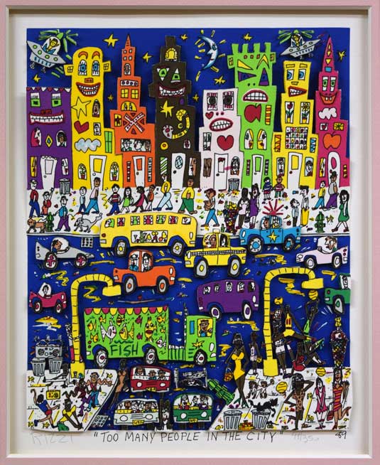 ジェームス・リジィ(JAMES RIZZI)「TOO MANY PEOPLE IN THE CITY」3Dシルクスクリーン版画 作品全体画像