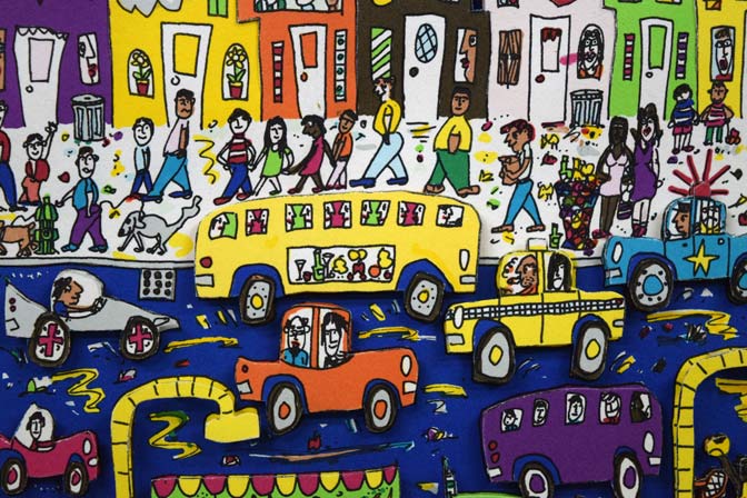ジェームス・リジィ(JAMES RIZZI)「TOO MANY PEOPLE IN THE CITY」3Dシルクスクリーン版画 拡大画像3