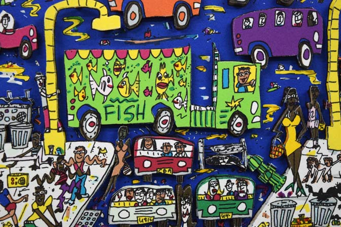 ジェームス・リジィ(JAMES RIZZI)「TOO MANY PEOPLE IN THE CITY」3Dシルクスクリーン版画 拡大画像4