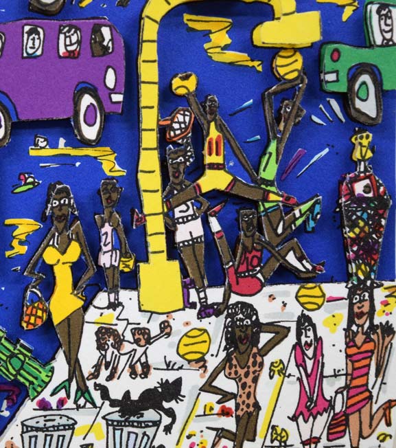ジェームス・リジィ(JAMES RIZZI)「TOO MANY PEOPLE IN THE CITY」3Dシルクスクリーン版画 拡大画像5