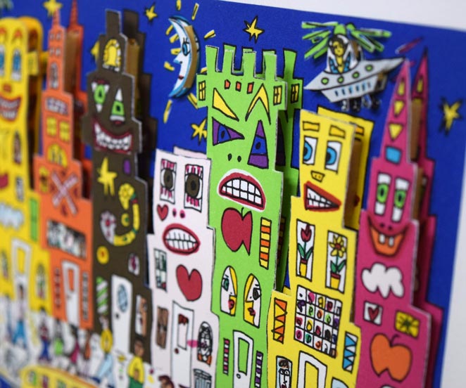 ジェームス・リジィ(JAMES RIZZI)「TOO MANY PEOPLE IN THE CITY」3Dシルクスクリーン版画 拡大画像6