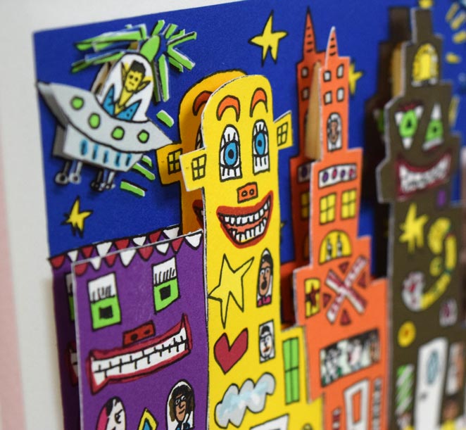 ジェームス・リジィ(JAMES RIZZI)「TOO MANY PEOPLE IN THE CITY」3Dシルクスクリーン版画 拡大画像8