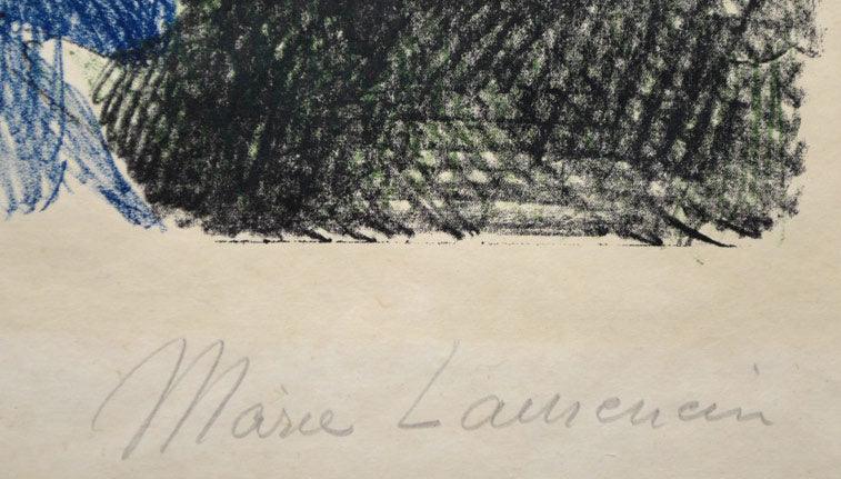 マリー・ローランサン「お城の子供たち」リトグラフ・1930年作　サイン部分