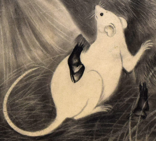 露山(本名:畠中 清喜)「イノシシとネズミ」木炭画 拡大画像2