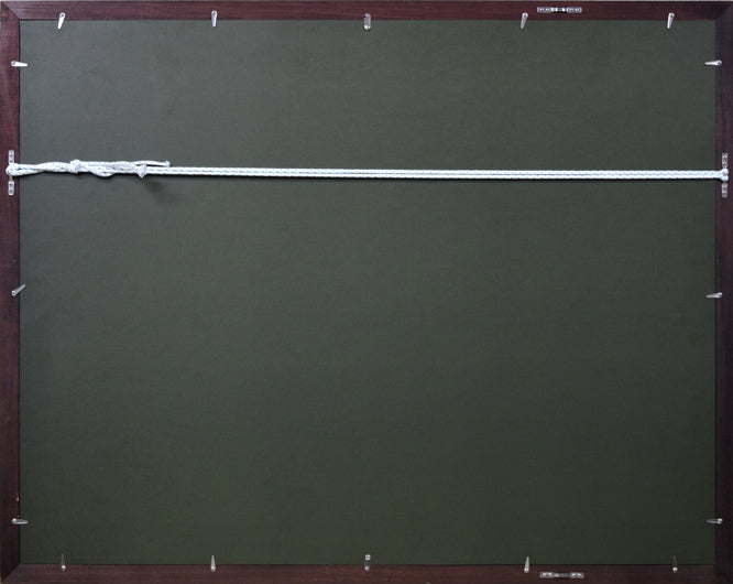 露山(本名:畠中清喜)「親子馬」木炭画 額縁裏側画像