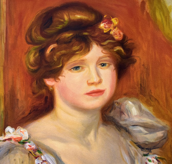 ルノワール(Pierre-Auguste Renoir)「扇を持つ女性」リトグラフ 拡大画像1