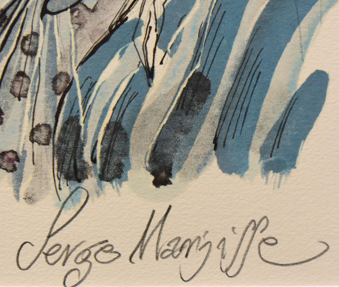 サージ・マルジス「赤い花」リトグラフ　本人直筆鉛筆サイン部分
