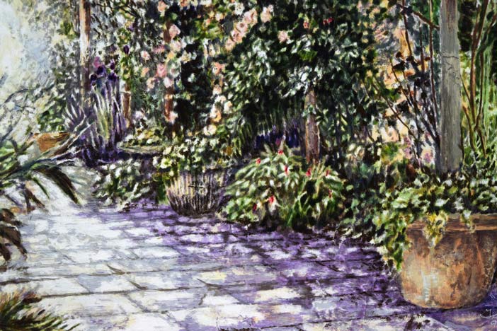 スーザン サハール(Susan SAHALL)「ガーデンパティオ」シルクスクリーン版画 拡大画像2