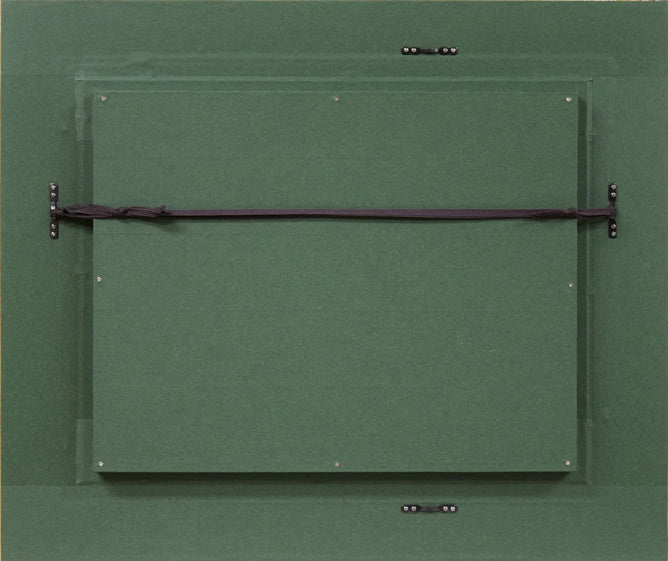 佐原和行「猫と遊ぶ」水彩画・F6号 額縁裏側画像