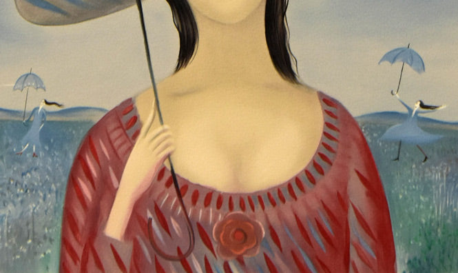 斎藤真一「日傘」リトグラフ 拡大画像3