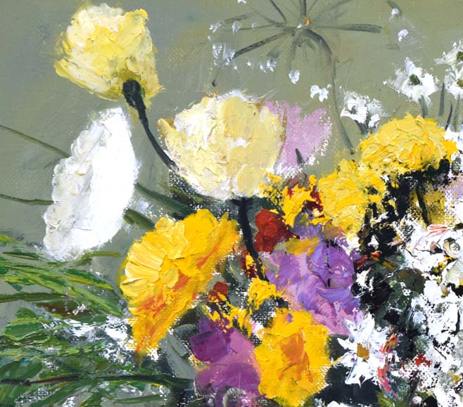 斉藤要「花」油絵・F4号 拡大画像1