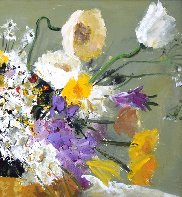 斉藤要「花」油絵・F4号 拡大画像3