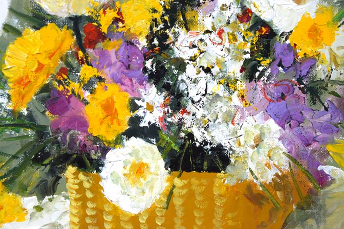 斉藤要「花」油絵・F4号 拡大画像2