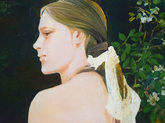 斎藤三郎「野ばら」油絵・F6号 拡大画像1