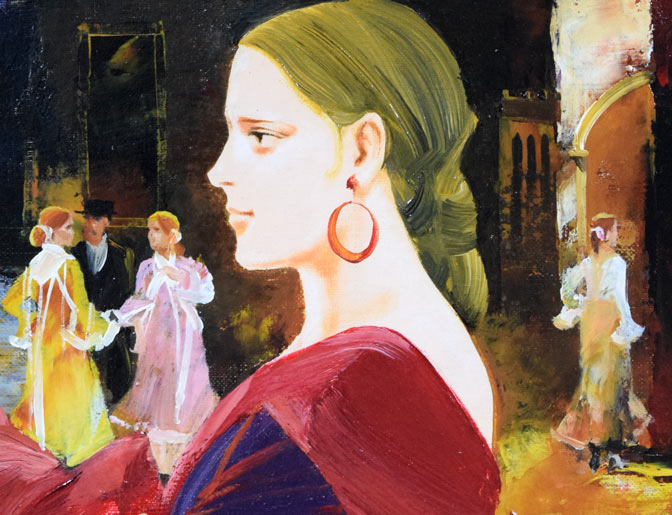 斎藤三郎「踊子パッキー」油絵・F4号 拡大画像1