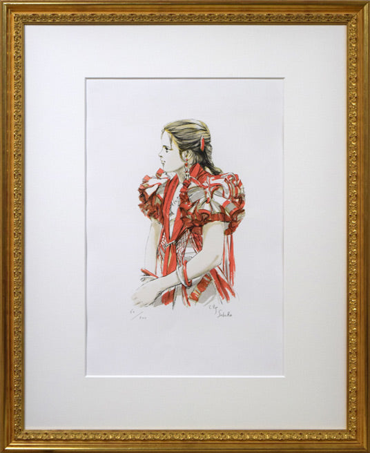 斎藤三郎「少女マリア」リトグラフ