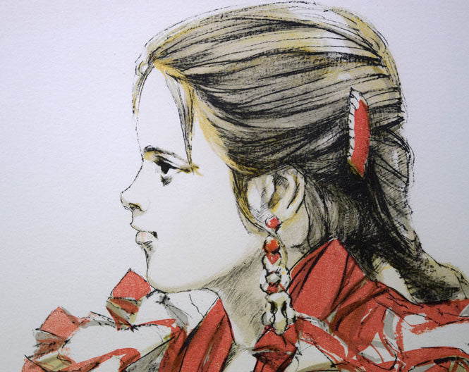 斎藤三郎「少女マリア」リトグラフ 拡大画像1