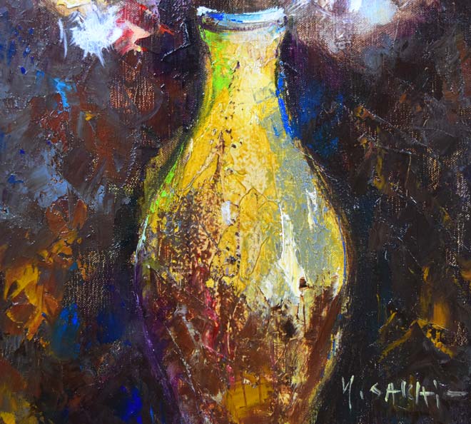 酒井健吉「花バラ」油絵・F4号 拡大画像2