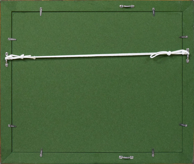 酒井芳元「京都風景(池畔)」水彩画・4号 額縁裏側画像