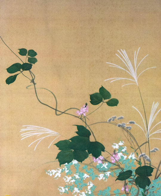 酒井抱一「七草図」複製工芸掛軸・共箱 拡大画像1